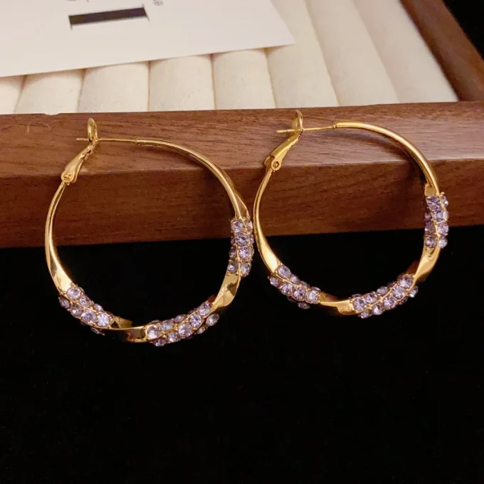 All-Match Purple Zircon Earrings