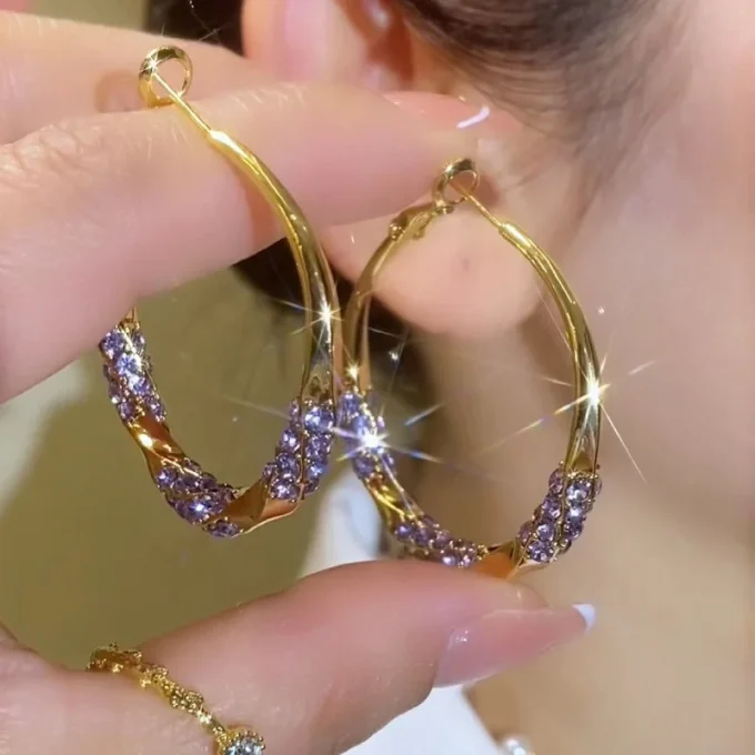 All-Match Purple Zircon Earrings