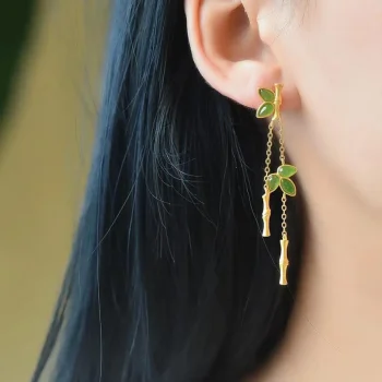 Jasper Bamboo Earrings
