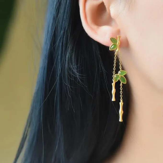 Jasper Bamboo Earrings