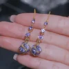Lavender Crystal Bead Drop Earrings
