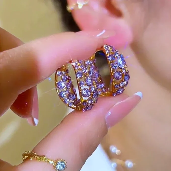 Light Purple Zircon Earrings