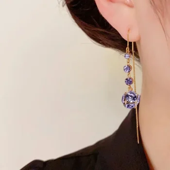 Lavender Crystal Bead Drop Earrings