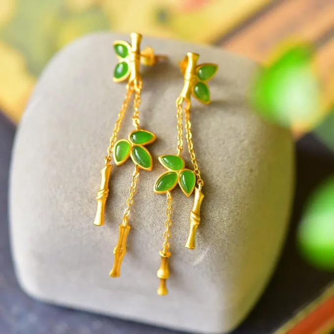 Jasper Bamboo Earrings