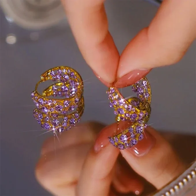 Light Purple Zircon Earrings