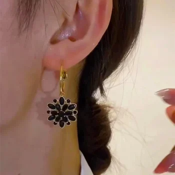 Double Layer Black Hollow Earrings