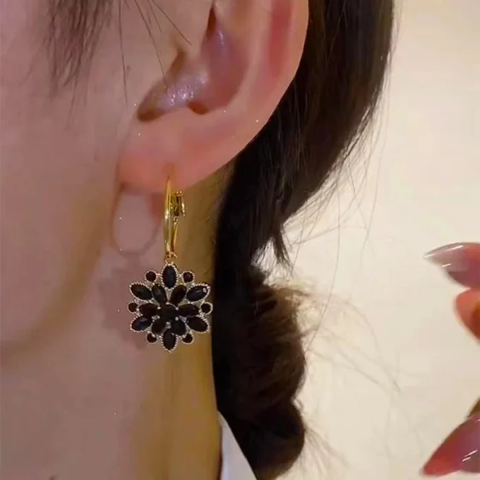 Double Layer Black Hollow Earrings