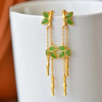 Jasper Bamboo Earrings
