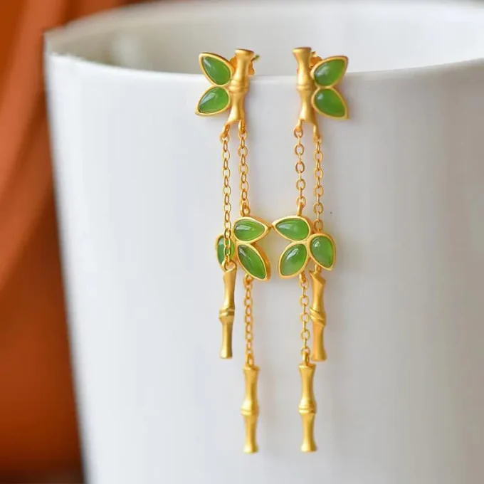 Jasper Bamboo Earrings